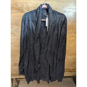 Barefoot Dreams Cozychic Lite Duster Sweater Womens L Black Nylon Open Front NWT